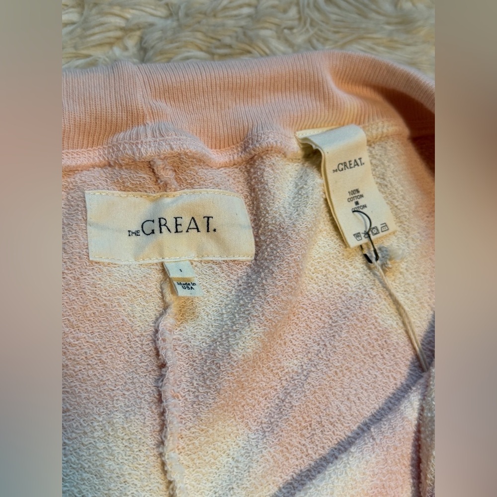 NWT The Great. Cropped Sweatpants in Whisper Pink Cloud Wash - Size Small - Picture 3 of 4